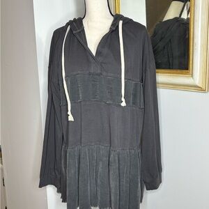 Charcoal Gray Women's Hoodie Long-sleeve Shirt